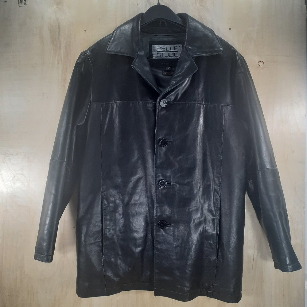 PELLE STUDIO Wilsons Women Jacket Small Black VINTAGE Button Up Collar and Liner